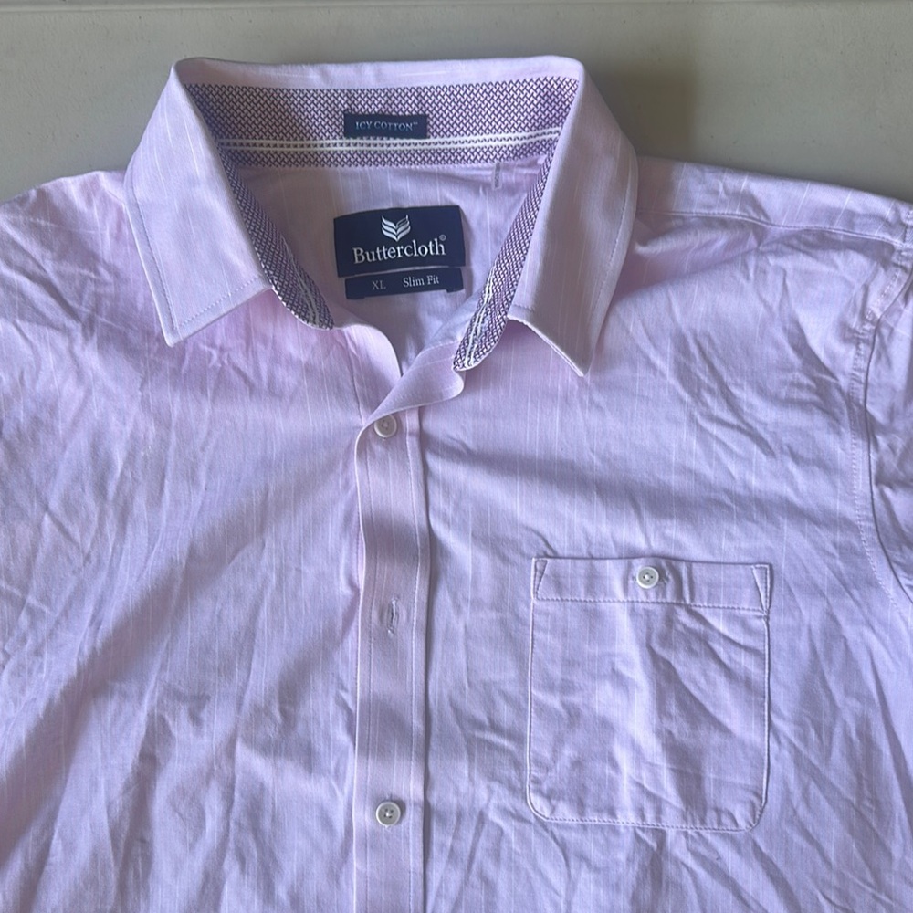 butter LONDON Light Pink Casual Button Down Shirt